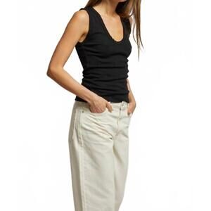 NEW PERFECTWHITETEE jordan luxe rib u-neck tank top in true black
